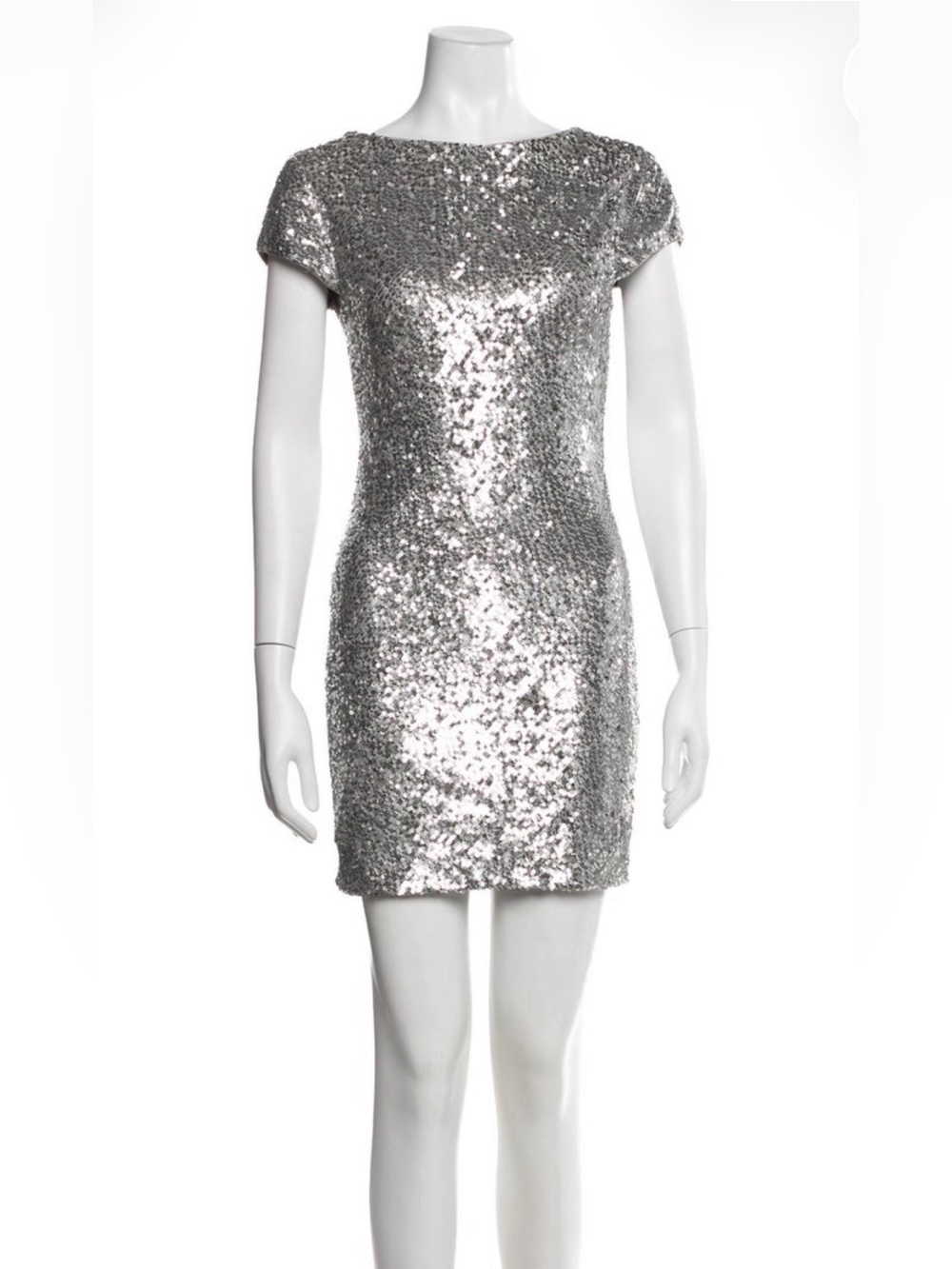 Alice + Olivia Silver Sequin Mini Dress New Year’s Eve